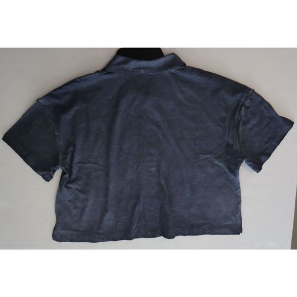 Free People OB1089303 Womens Sz S Navy Weekend Rush Button Down Collared Top - Picture 6 of 7